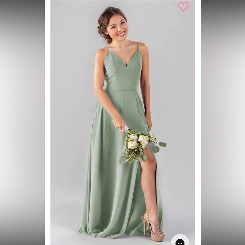 Kennedy Blue floor length bridesmaid dress with sweetheart top in sage green